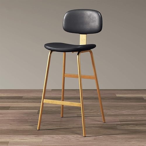 CSYQPDMBDL Barhocker, Tresenhocker, Moderner Küchenhocker mit Rückenlehne und Fußstütze, Barhocker im Industriestil for den Innen- und Außenbereich(Black,65CM) von CSYQPDMBDL