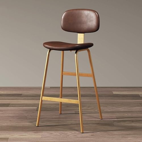 CSYQPDMBDL Barhocker, Tresenhocker, Moderner Küchenhocker mit Rückenlehne und Fußstütze, Barhocker im Industriestil for den Innen- und Außenbereich(Brown,65CM) von CSYQPDMBDL