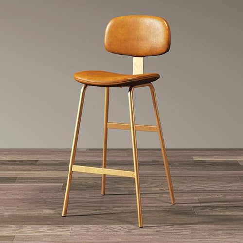 CSYQPDMBDL Barhocker, Tresenhocker, Moderner Küchenhocker mit Rückenlehne und Fußstütze, Barhocker im Industriestil for den Innen- und Außenbereich(Orange,65CM) von CSYQPDMBDL