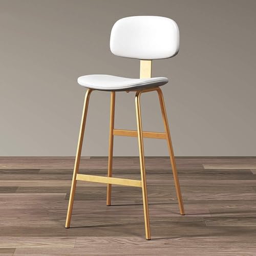 CSYQPDMBDL Barhocker, Tresenhocker, Moderner Küchenhocker mit Rückenlehne und Fußstütze, Barhocker im Industriestil for den Innen- und Außenbereich(White,75CM) von CSYQPDMBDL