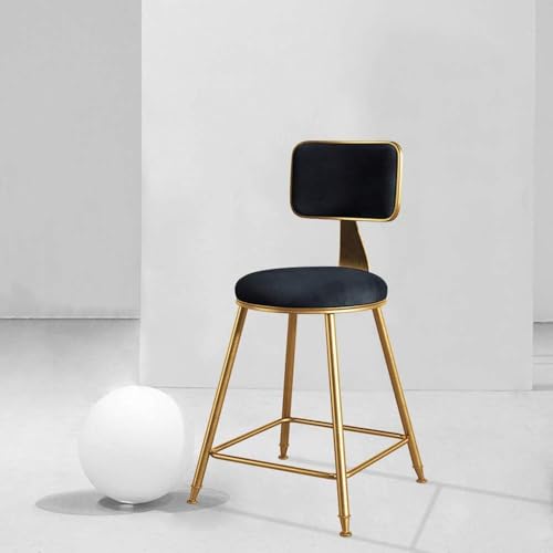 CSYQPDMBDL Barhocker, Tresenhocker, Moderner Thekenhocker mit Rückenlehne, runder Küchenhocker, industrieller Barhocker, Esszimmerstuhl(Black,45cm) von CSYQPDMBDL