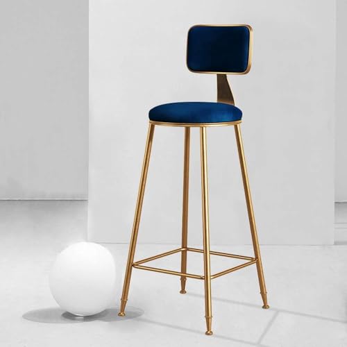 CSYQPDMBDL Barhocker, Tresenhocker, Moderner Thekenhocker mit Rückenlehne, runder Küchenhocker, industrieller Barhocker, Esszimmerstuhl(Blue,75cm) von CSYQPDMBDL