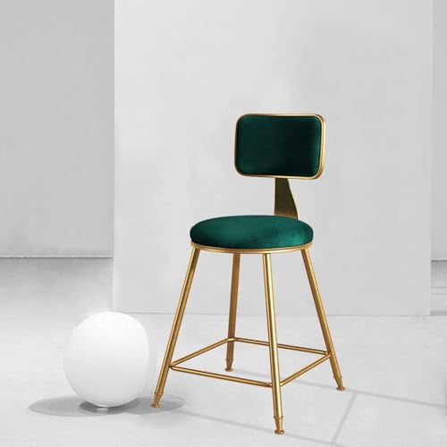 CSYQPDMBDL Barhocker, Tresenhocker, Moderner Thekenhocker mit Rückenlehne, runder Küchenhocker, industrieller Barhocker, Esszimmerstuhl(Green,45cm) von CSYQPDMBDL