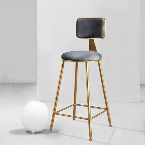 CSYQPDMBDL Barhocker, Tresenhocker, Moderner Thekenhocker mit Rückenlehne, runder Küchenhocker, industrieller Barhocker, Esszimmerstuhl(Grey,65cm) von CSYQPDMBDL