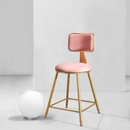 CSYQPDMBDL Barhocker, Tresenhocker, Moderner Thekenhocker mit Rückenlehne, runder Küchenhocker, industrieller Barhocker, Esszimmerstuhl(Pink,45cm) von CSYQPDMBDL