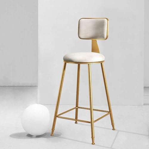 CSYQPDMBDL Barhocker, Tresenhocker, Moderner Thekenhocker mit Rückenlehne, runder Küchenhocker, industrieller Barhocker, Esszimmerstuhl(White,65cm) von CSYQPDMBDL