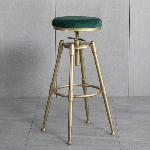CSYQPDMBDL Barhocker, Tresenhocker, Thekenhöhenhocker, drehbarer Barhocker mit Fußstütze, industrieller Küchenhocker, Metall-Esszimmerstuhl mit gepolstertem Sitz(Green,Without backrest) von CSYQPDMBDL