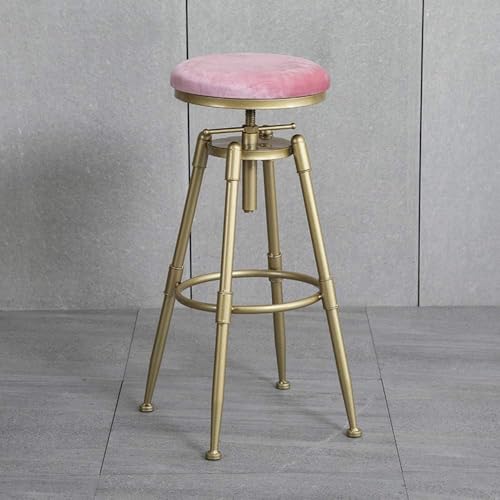 CSYQPDMBDL Barhocker, Tresenhocker, Thekenhöhenhocker, drehbarer Barhocker mit Fußstütze, industrieller Küchenhocker, Metall-Esszimmerstuhl mit gepolstertem Sitz(Light red,Without backrest) von CSYQPDMBDL