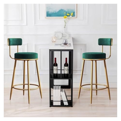 CSYQPDMBDL Barhocker, modern, gepolstert, aus Samt, mit Beinen aus vergoldetem Metall, Frühstücksbar, für Küche, Bauernhaus, 2 Stück von CSYQPDMBDL