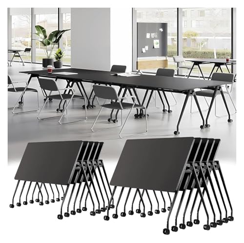 CSYQPDMBDL Besprechungstisch klappbar, Mobile Schulungstische mit Klappplatte, Konferenztisch mit leisen Rädern(6pcs,55.1in) von CSYQPDMBDL