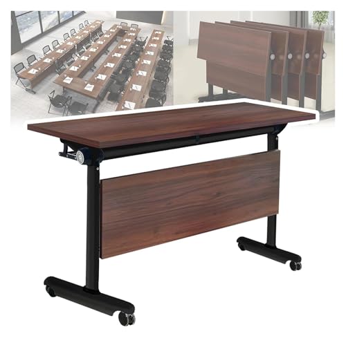 CSYQPDMBDL Besprechungstisch klappbar, Tragbarer rollender Konferenz-Schulungstisch mit leisen Rädern for den Schulungsraum im Büro(1pcswalnut,63x24x30in) von CSYQPDMBDL