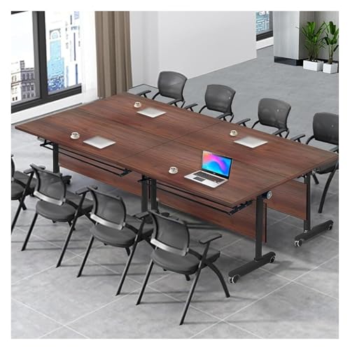 CSYQPDMBDL Besprechungstisch klappbar, Tragbarer rollender Konferenz-Schulungstisch mit leisen Rädern for den Schulungsraum im Büro(4pcswalnut,47x20x30in) von CSYQPDMBDL