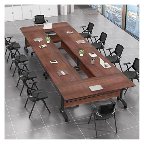 CSYQPDMBDL Besprechungstisch klappbar, Tragbarer rollender Konferenz-Schulungstisch mit leisen Rädern for den Schulungsraum im Büro(6pcswalnut,47x20x30in) von CSYQPDMBDL