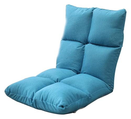 CSYQPDMBDL Bodenstuhl Faltbar, Bodenstuhl mit Verstellbarer, 5 Gänge Verstellbarer Freizeit-Meditationsstuhl mit Rückenlehne for Wohnzimmer(Dark Blue) von CSYQPDMBDL