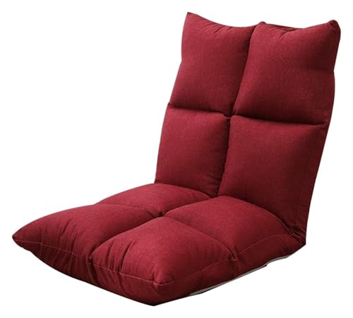 CSYQPDMBDL Bodenstuhl Faltbar, Bodenstuhl mit Verstellbarer, 5 Gänge Verstellbarer Freizeit-Meditationsstuhl mit Rückenlehne for Wohnzimmer(Red) von CSYQPDMBDL