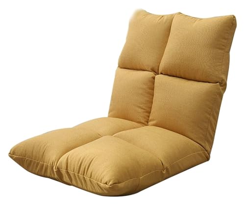 CSYQPDMBDL Bodenstuhl Faltbar, Bodenstuhl mit Verstellbarer, 5 Gänge Verstellbarer Freizeit-Meditationsstuhl mit Rückenlehne for Wohnzimmer(Yellow) von CSYQPDMBDL