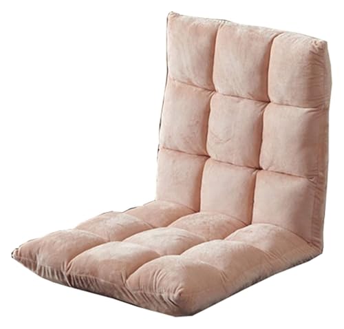 CSYQPDMBDL Bodenstuhl Faltbar, Bodenstuhl mit Verstellbarer, 5-Gang-Einstellung Einzelsofa Waschbarer Klappstuhl Lazy Chair(Apricot) von CSYQPDMBDL