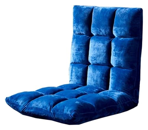 CSYQPDMBDL Bodenstuhl Faltbar, Bodenstuhl mit Verstellbarer, 5-Gang-Einstellung Einzelsofa Waschbarer Klappstuhl Lazy Chair(Dark Blue) von CSYQPDMBDL