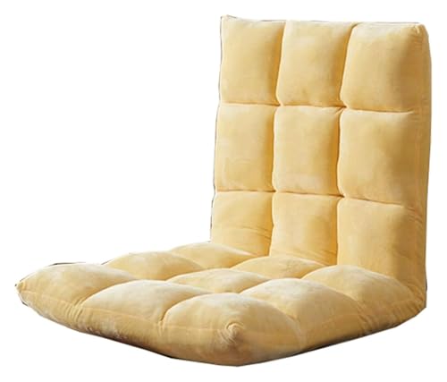 CSYQPDMBDL Bodenstuhl Faltbar, Bodenstuhl mit Verstellbarer, 5-Gang-Einstellung Einzelsofa Waschbarer Klappstuhl Lazy Chair(Light Yellow) von CSYQPDMBDL