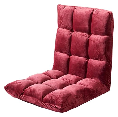 CSYQPDMBDL Bodenstuhl Faltbar, Bodenstuhl mit Verstellbarer, 5-Gang-Einstellung Einzelsofa Waschbarer Klappstuhl Lazy Chair(Red) von CSYQPDMBDL