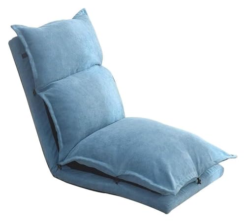 CSYQPDMBDL Bodenstuhl Faltbar, Bodenstuhl mit Verstellbarer, 5-Gang-Rückenlehnenverstellung Balkon-Loungesessel-Stoff abnehmbar und waschbar(Blue) von CSYQPDMBDL