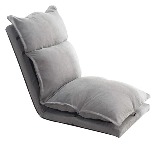 CSYQPDMBDL Bodenstuhl Faltbar, Bodenstuhl mit Verstellbarer, 5-Gang-Rückenlehnenverstellung Balkon-Loungesessel-Stoff abnehmbar und waschbar(Grey) von CSYQPDMBDL