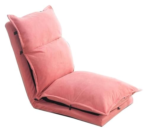 CSYQPDMBDL Bodenstuhl Faltbar, Bodenstuhl mit Verstellbarer, 5-Gang-Rückenlehnenverstellung Balkon-Loungesessel-Stoff abnehmbar und waschbar(Light red) von CSYQPDMBDL