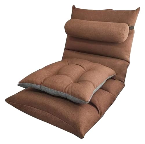 CSYQPDMBDL Bodenstuhl Faltbar, Bodenstuhl mit Verstellbarer, 5-Gang Verstellbarer Meditationsstuhl mit Rückenlehne und Bodenkissen(Brown) von CSYQPDMBDL