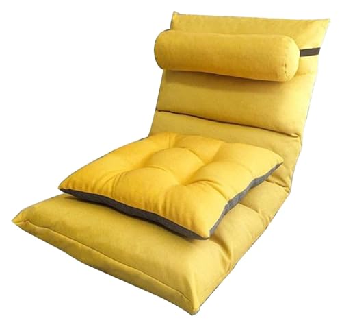 CSYQPDMBDL Bodenstuhl Faltbar, Bodenstuhl mit Verstellbarer, 5-Gang Verstellbarer Meditationsstuhl mit Rückenlehne und Bodenkissen(Yellow) von CSYQPDMBDL