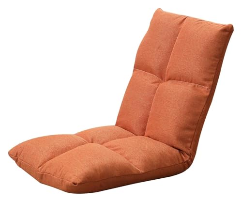 CSYQPDMBDL Bodenstuhl Faltbar, Bodenstuhl mit Verstellbarer, 5-stufig Verstellbarer, Abnehmbarer und waschbarer Lazy Chair for das Wohnzimmer mit Erkerfenster(Orange,Small) von CSYQPDMBDL