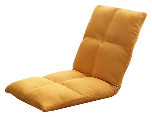 CSYQPDMBDL Bodenstuhl Faltbar, Bodenstuhl mit Verstellbarer, 5-stufig Verstellbarer, Abnehmbarer und waschbarer Lazy Chair for das Wohnzimmer mit Erkerfenster(Yellow,Large) von CSYQPDMBDL