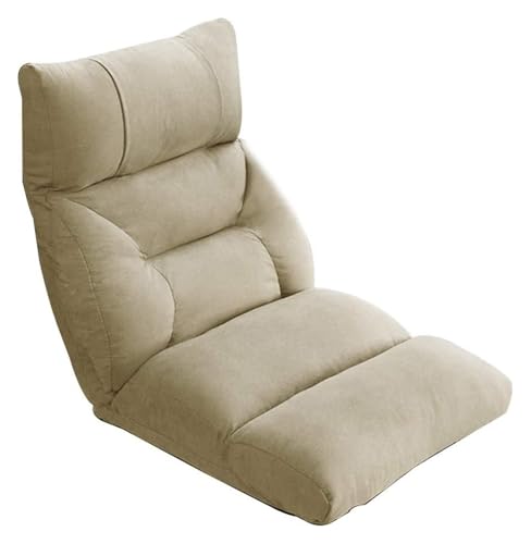 CSYQPDMBDL Bodenstuhl Faltbar, Bodenstuhl mit Verstellbarer, 6 Rückenlehneneinstellungen Ergonomischer Meditationsstuhl Faltbarer Loungesessel(Champagne) von CSYQPDMBDL