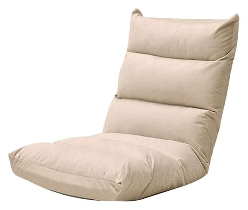 CSYQPDMBDL Bodenstuhl Faltbar, Bodenstuhl mit Verstellbarer, Abnehmbarer und waschbarer Computerstuhl auf Einzelbett, unabhängiger Liner for Erkerfensterbalkon(Beige) von CSYQPDMBDL