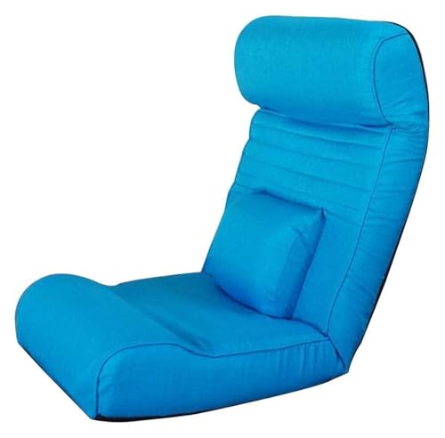 CSYQPDMBDL Bodenstuhl Faltbar, Bodenstuhl mit Verstellbarer, Abnehmbarer und waschbarer Computerstuhl auf Einzelbett for Erkerfensterbalkon(Blue) von CSYQPDMBDL