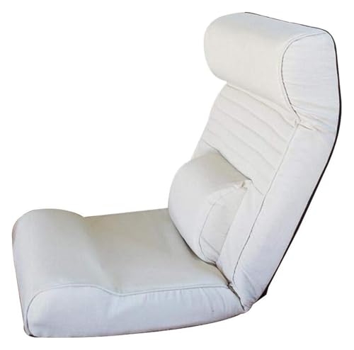 CSYQPDMBDL Bodenstuhl Faltbar, Bodenstuhl mit Verstellbarer, Abnehmbarer und waschbarer Computerstuhl auf Einzelbett for Erkerfensterbalkon(Creamy-White) von CSYQPDMBDL