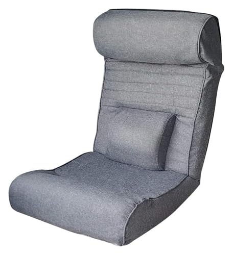 CSYQPDMBDL Bodenstuhl Faltbar, Bodenstuhl mit Verstellbarer, Abnehmbarer und waschbarer Computerstuhl auf Einzelbett for Erkerfensterbalkon(Grey) von CSYQPDMBDL