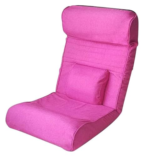 CSYQPDMBDL Bodenstuhl Faltbar, Bodenstuhl mit Verstellbarer, Abnehmbarer und waschbarer Computerstuhl auf Einzelbett for Erkerfensterbalkon(Light red) von CSYQPDMBDL