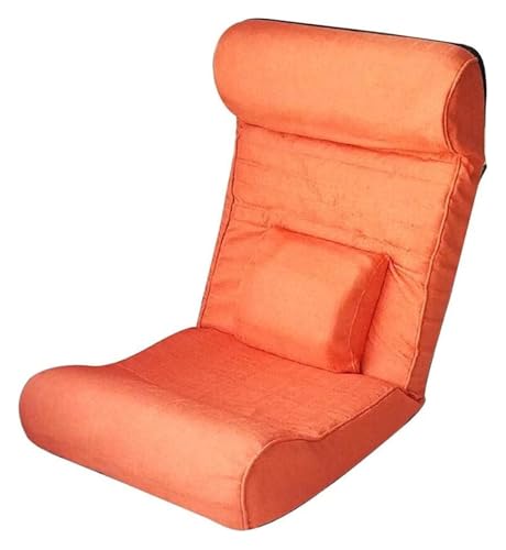 CSYQPDMBDL Bodenstuhl Faltbar, Bodenstuhl mit Verstellbarer, Abnehmbarer und waschbarer Computerstuhl auf Einzelbett for Erkerfensterbalkon(Orange) von CSYQPDMBDL