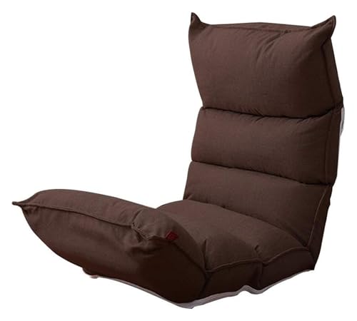 CSYQPDMBDL Bodenstuhl Faltbar, Bodenstuhl mit Verstellbarer, Abnehmbarer und waschbarer Moon Chair Bettsessel for Balkon-Erkerfenster(Dark Coffee Color) von CSYQPDMBDL