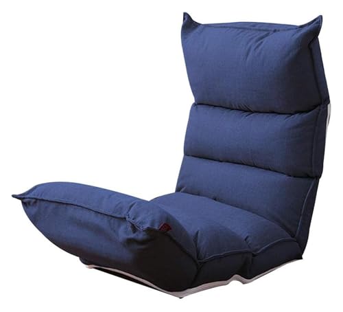 CSYQPDMBDL Bodenstuhl Faltbar, Bodenstuhl mit Verstellbarer, Abnehmbarer und waschbarer Moon Chair Bettsessel for Balkon-Erkerfenster(Navy Blue) von CSYQPDMBDL