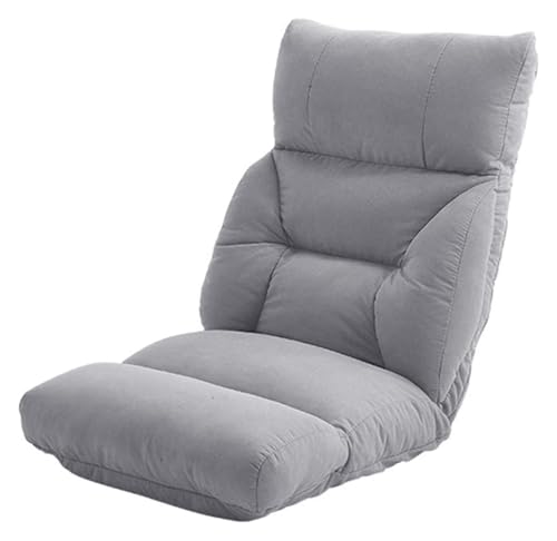 CSYQPDMBDL Bodenstuhl Faltbar, Bodenstuhl mit Verstellbarer, Abnehmbarer und waschbarer Stoffbezug Bay Window Klappstuhl for Schlafzimmer Wohnzimmer(Grey) von CSYQPDMBDL
