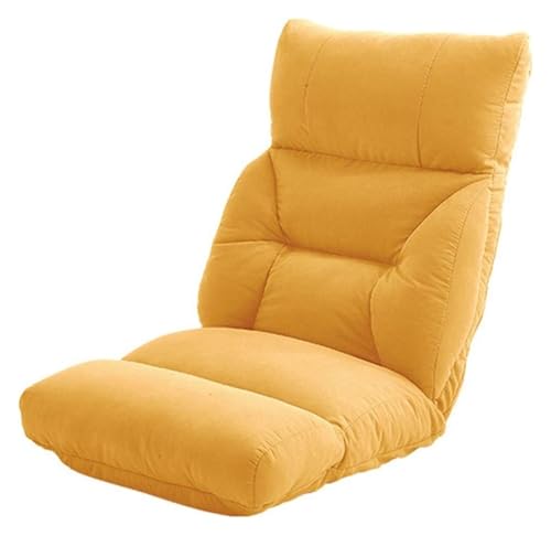 CSYQPDMBDL Bodenstuhl Faltbar, Bodenstuhl mit Verstellbarer, Abnehmbarer und waschbarer Stoffbezug Bay Window Klappstuhl for Schlafzimmer Wohnzimmer(Yellow) von CSYQPDMBDL