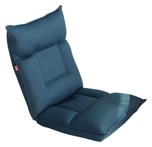 CSYQPDMBDL Bodenstuhl Faltbar, Bodenstuhl mit Verstellbarer, Abnehmbarer und waschbarer eingebauter Latexkissen-Erkerfensterstuhl for Schlafzimmer(Dark Blue) von CSYQPDMBDL