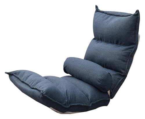 CSYQPDMBDL Bodenstuhl Faltbar, Bodenstuhl mit Verstellbarer, Balkon Erkerfenster Beinloses Sofa Ergonomisches Design Freizeitbettstuhl(Dark Blue) von CSYQPDMBDL