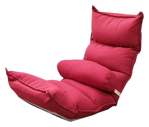 CSYQPDMBDL Bodenstuhl Faltbar, Bodenstuhl mit Verstellbarer, Balkon Erkerfenster Beinloses Sofa Ergonomisches Design Freizeitbettstuhl(Red) von CSYQPDMBDL
