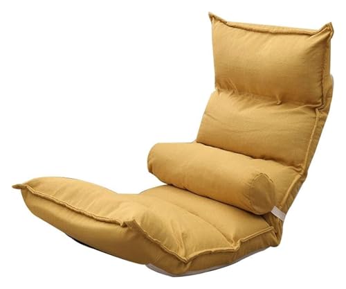 CSYQPDMBDL Bodenstuhl Faltbar, Bodenstuhl mit Verstellbarer, Balkon Erkerfenster Beinloses Sofa Ergonomisches Design Freizeitbettstuhl(Yellow) von CSYQPDMBDL