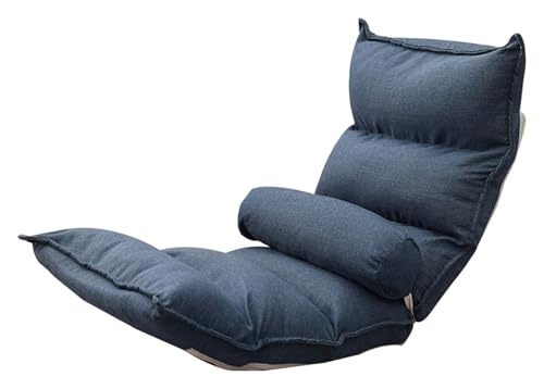 CSYQPDMBDL Bodenstuhl Faltbar, Bodenstuhl mit Verstellbarer, Balkon Erkerfenster Beinloses Sofa Mit Rückenlehne Ergonomisches Design Freizeitbettstuhl for Erkerfenster Wohnzimmer(Dark Blue) von CSYQPDMBDL