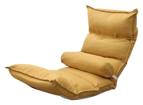 CSYQPDMBDL Bodenstuhl Faltbar, Bodenstuhl mit Verstellbarer, Balkon Erkerfenster Beinloses Sofa Mit Rückenlehne Ergonomisches Design Freizeitbettstuhl for Erkerfenster Wohnzimmer(Yellow) von CSYQPDMBDL