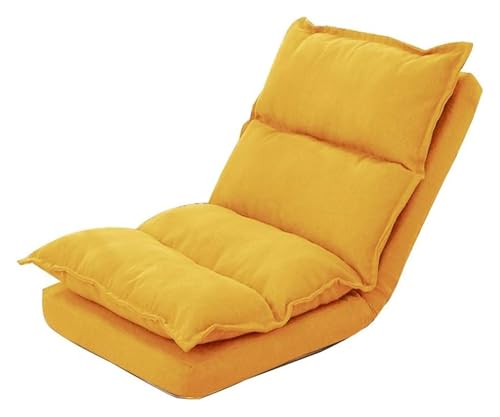 CSYQPDMBDL Bodenstuhl Faltbar, Bodenstuhl mit Verstellbarer, Computerstuhl mit 5 Geschwindigkeitseinstellungen auf Einzelbett mit Rückenlehne, faules Sofa for Balkonschlafzimmer(Yellow) von CSYQPDMBDL