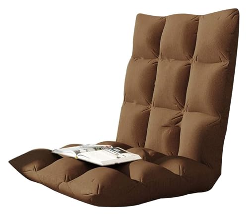CSYQPDMBDL Bodenstuhl Faltbar, Bodenstuhl mit Verstellbarer, Computerstuhl mit 6-facher Einstellung auf Einzelbett mit Rückenlehne for Erkerfensterbalkon(Brown) von CSYQPDMBDL